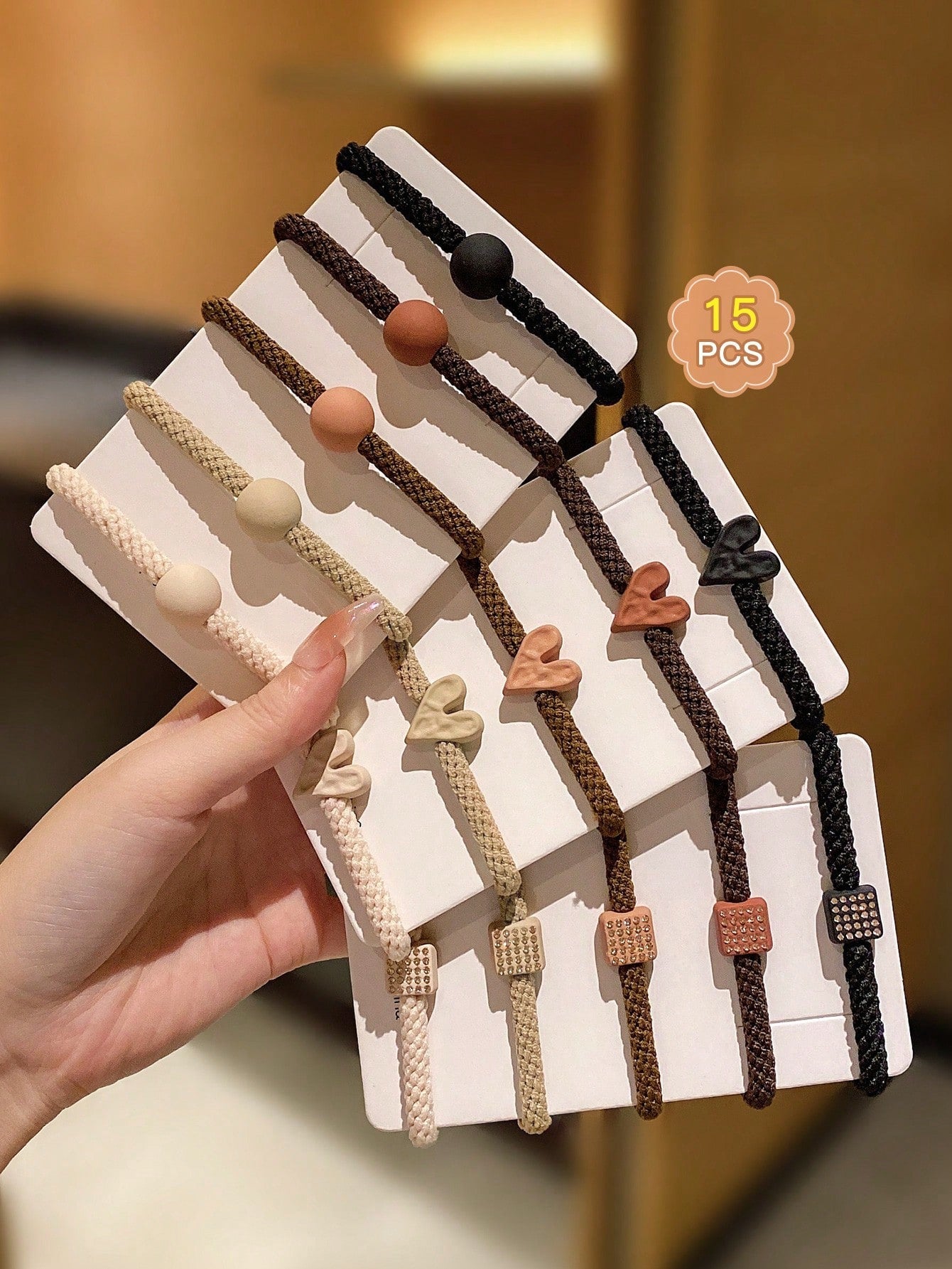 15Pcs Kids' Simple Colorful Elastic Hair Ties without Damaging the Hair