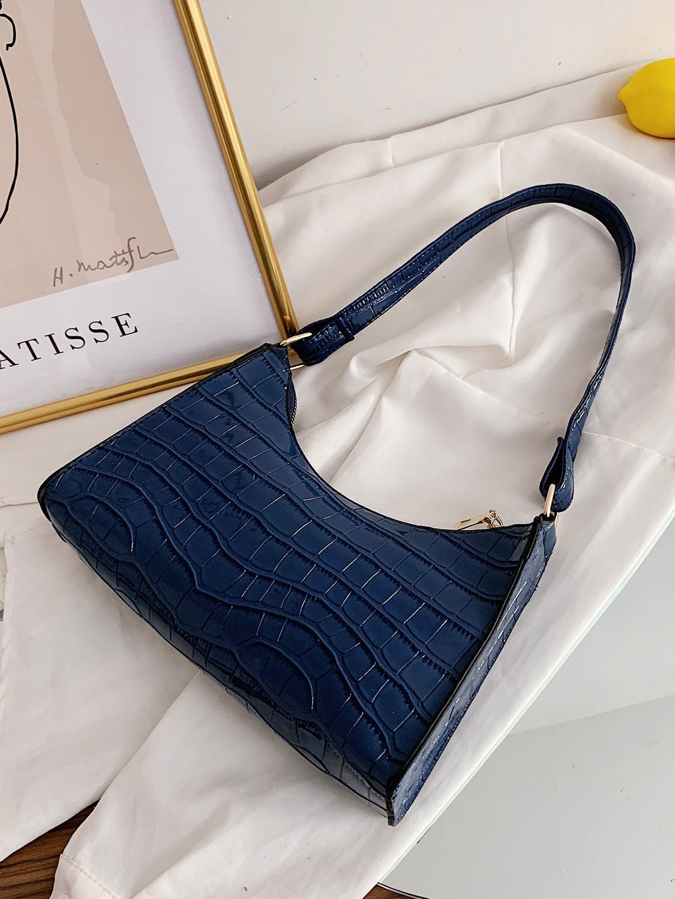 Croc Embossed Shoulder Bag