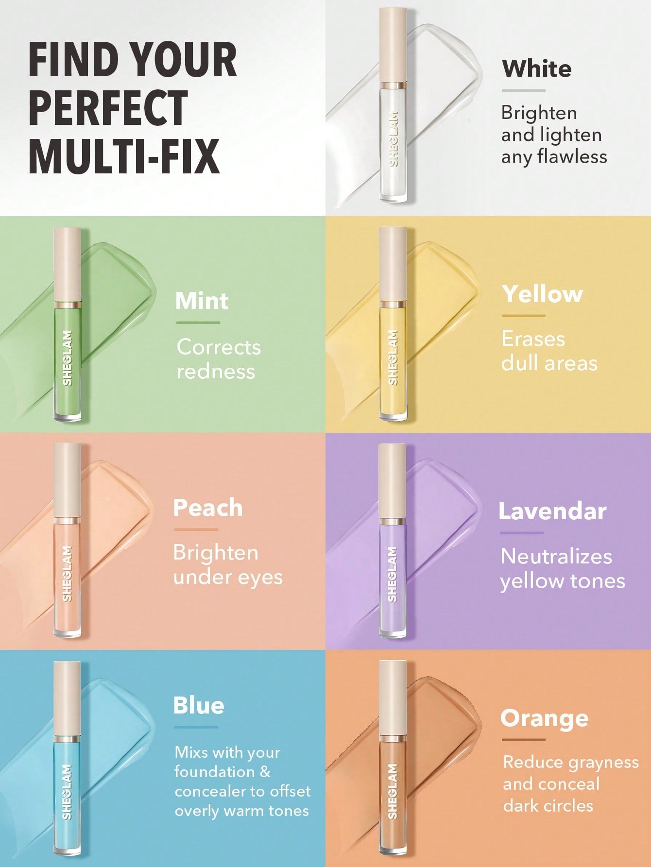SHEGLAM like Magic Color Correcting Concealer-Purple Corrector Liquid Concealer Long Lasting Brightening Full Coverage Weightless All-Day Hydrate Concealer Black Friday Winter Concealer