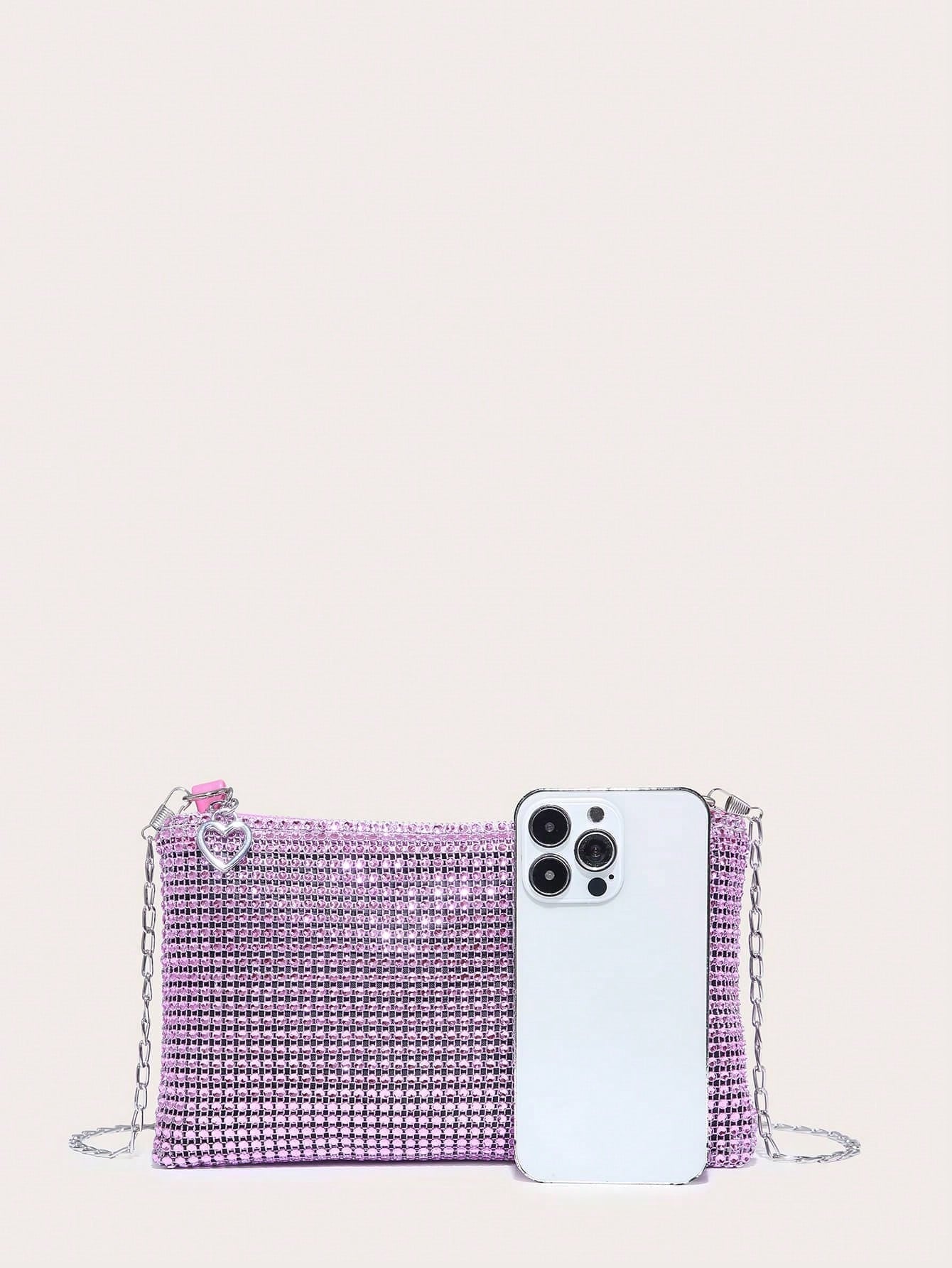 1 Simple Sequin Imitation Diamond Crossbody Square Bag Suitable for Date Dinner