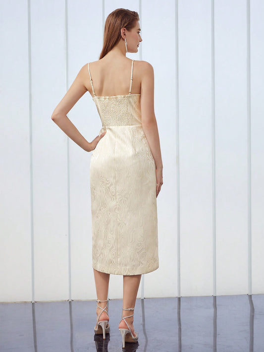 MOTF PREMIUM JACQUARD CAMI MIDI DRESS without CHAIN