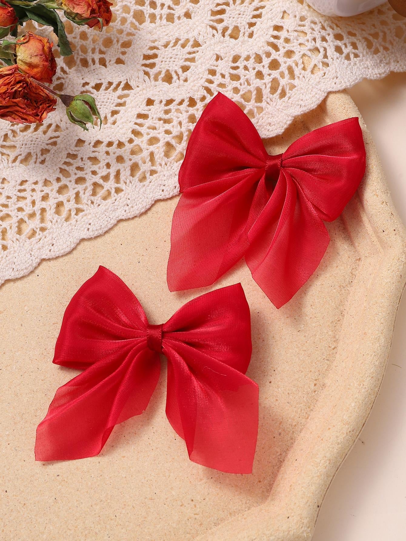 2Pcs Girls Bow Decor Cute Alligator Hair Clip for Hair Decoration
