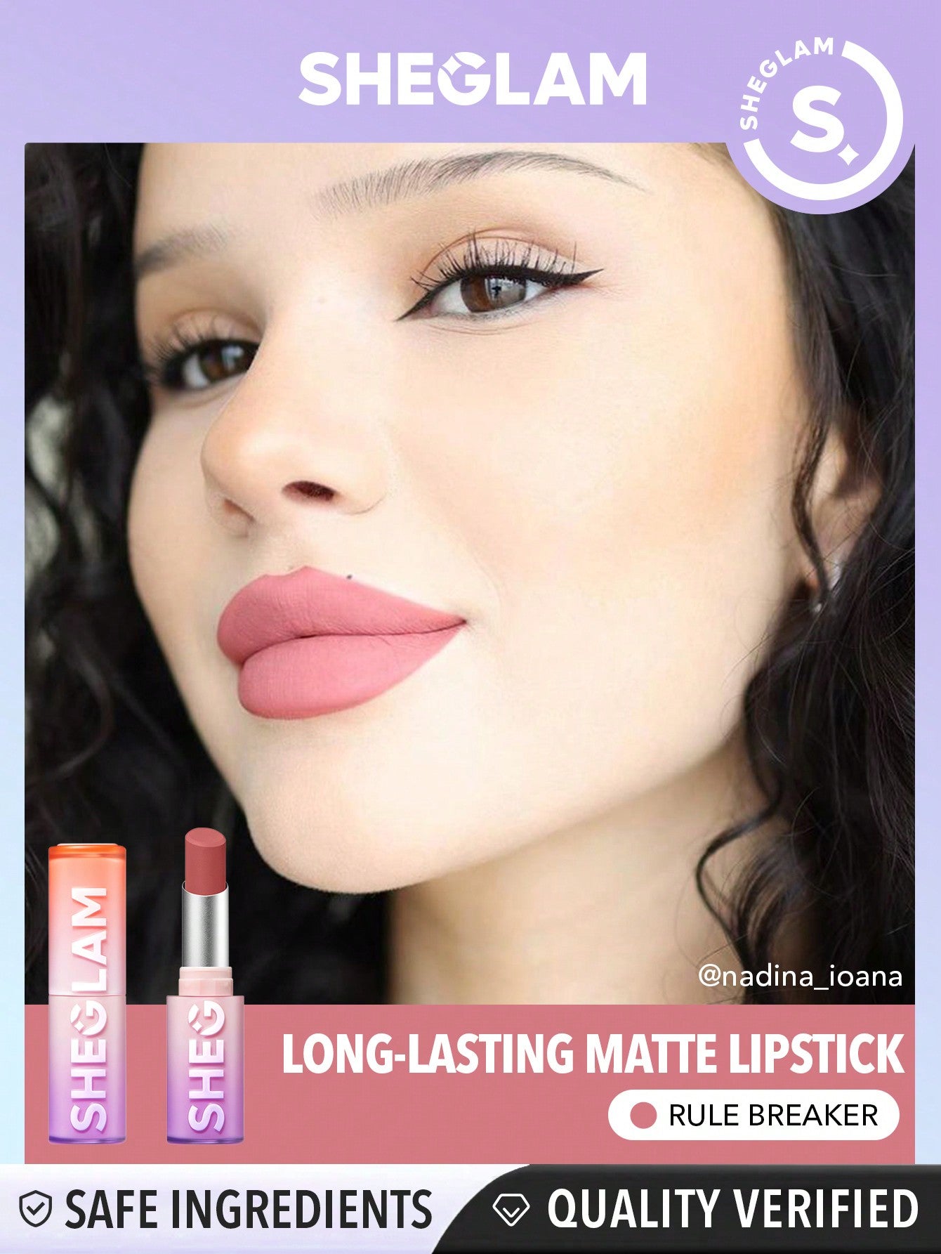 SHEGLAM Dynamatte Boom Long Lasting Matte Lipstick-Rule Breaker 20 Colors Creamy Matte Waterproof Lipstick Amazing Non-Stick Cup Transfer-Proof Lipstick Black Friday Sale Gift Pink Lipstick