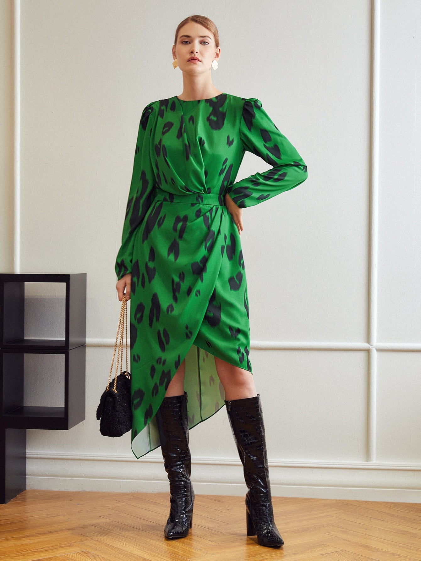 MOTF PREMIUM ASYMMETRICAL LEOPARD PRINT DRESS