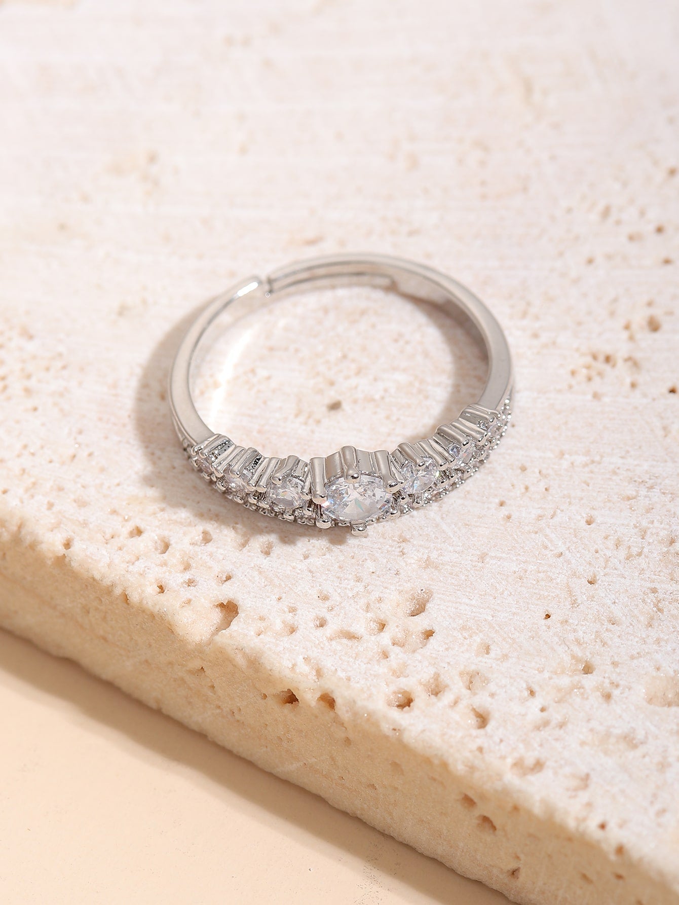 Rhinestone Decor Cuff Ring
