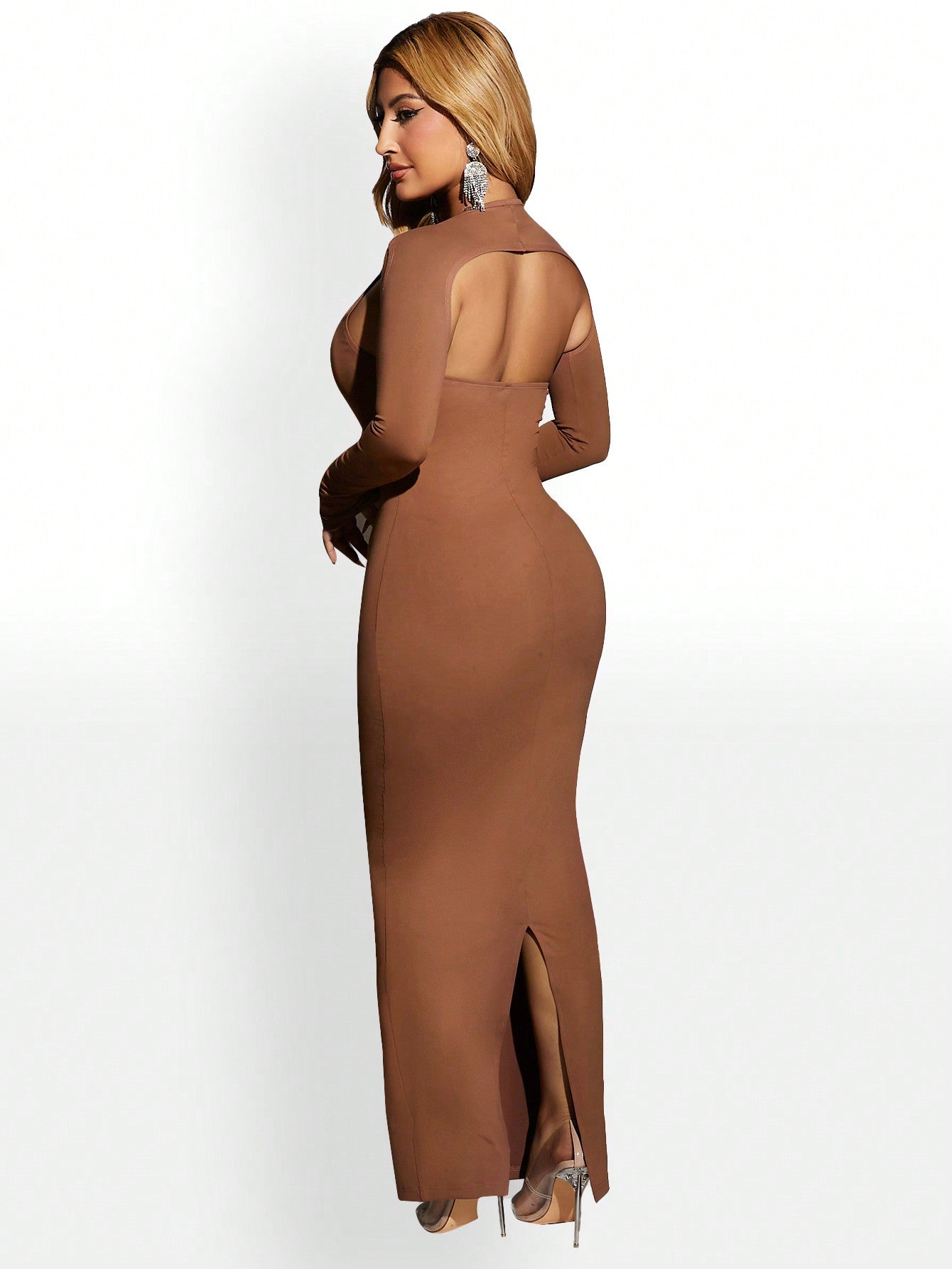 SHEIN SXY SHEIN SXY Solid Split Cut Out Bodycon Dress Party Outfit New Years Eve Outfit Sexy Outfit