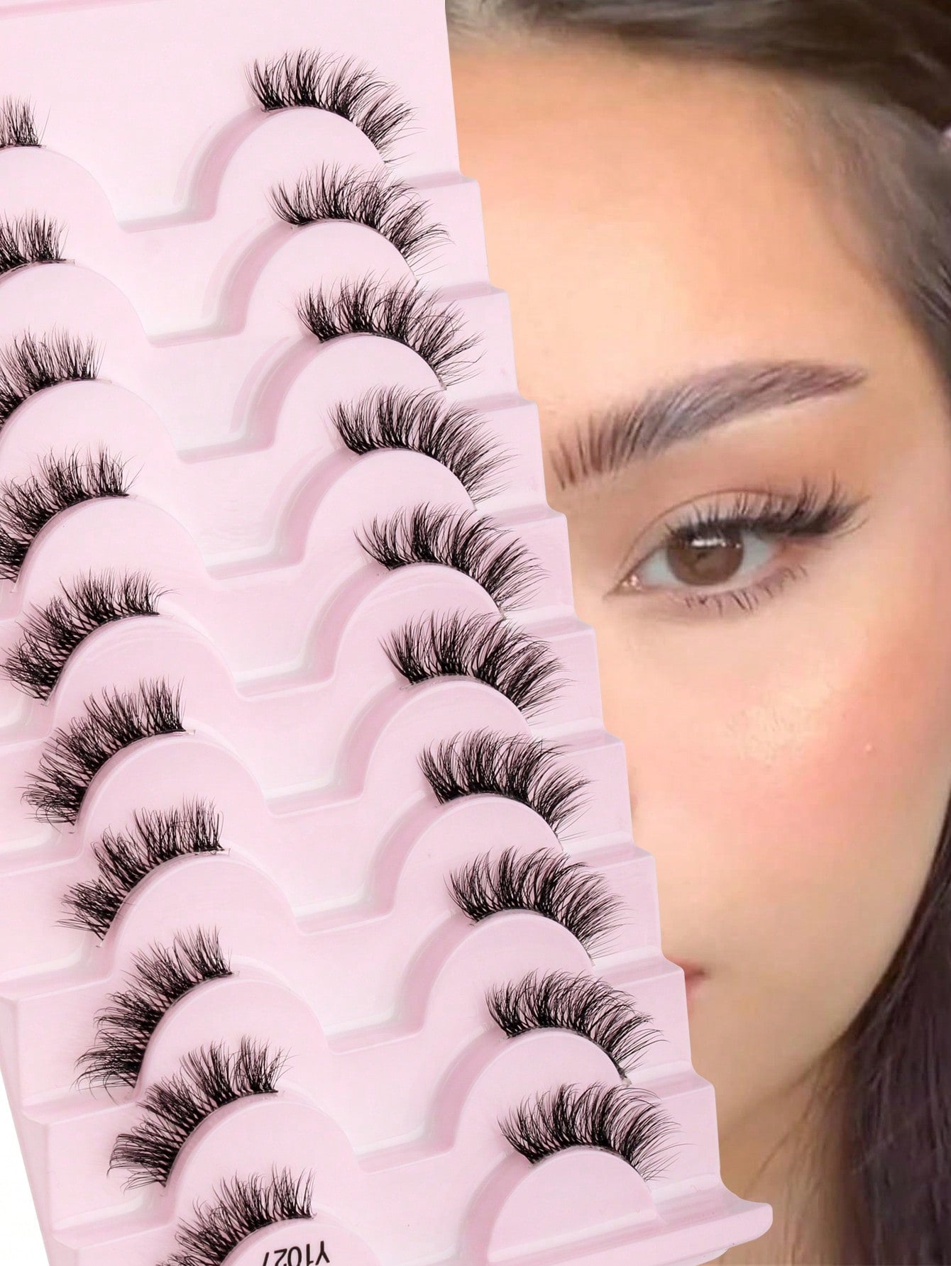 False Eyelashes Strip, 10 Pairs of Crossed & Fluffy & Curly Half Eye Lashes with Invisible Stem, 3D Synthetic Mink Fur Handmade Extension 7-10Mm, Great for Women'S Party Makeup