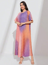Mulvari Ombre Print Lettuce Trim Dress