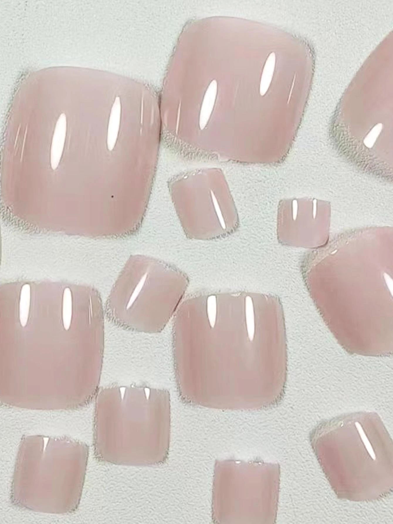 Upgrade Your Look with 24Pcs Short Square Sheer Full Cover Fake Toenail Press-On Pedicure Gel Nails Kit