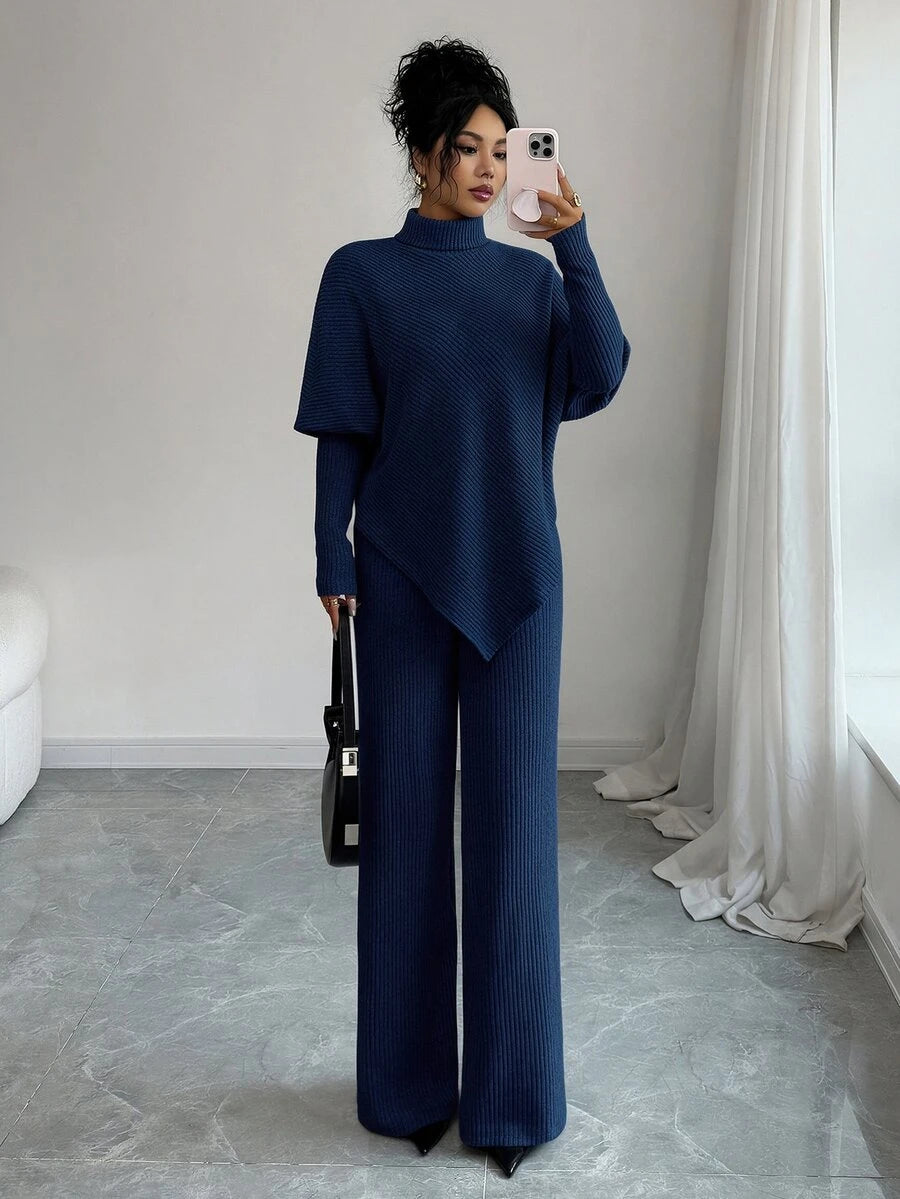 SHEIN Elenzga طقم نسائي من قطعتين تي شيرت وبنطلون طويل محبوك