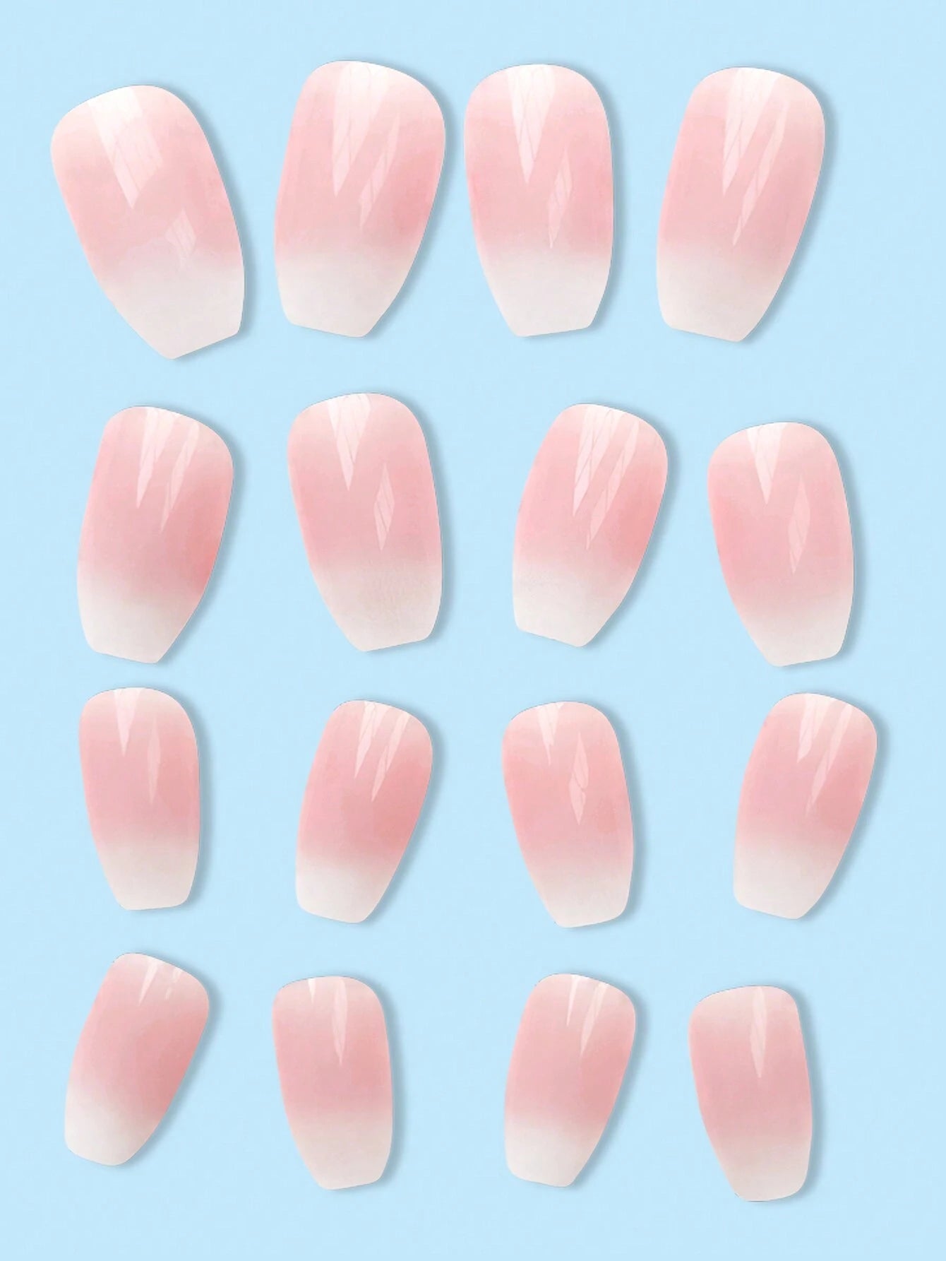 Upgrade Your Look with 24Pcs Short Coffin Shape Simple Pink & White Gradient Jelly Gel Press on Nails, Suitable for Women and Girls