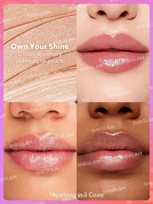 SHEGLAM Mirror Kiss أحمر شفاه لامع مرطب 12 لون يمنح لمعاناً عالياً