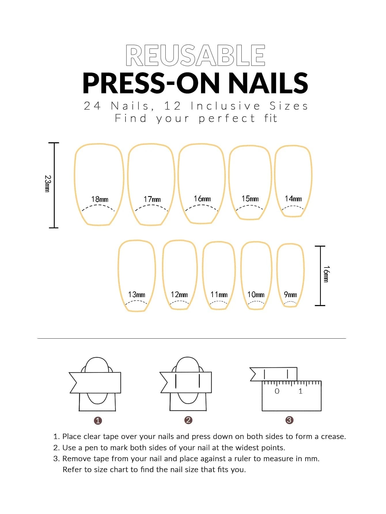 Get Glamorous with 24Pcs Medium Coffin White Matte Pure Color Fake Nail & 1Pc Nail File & 1Sheet Tape