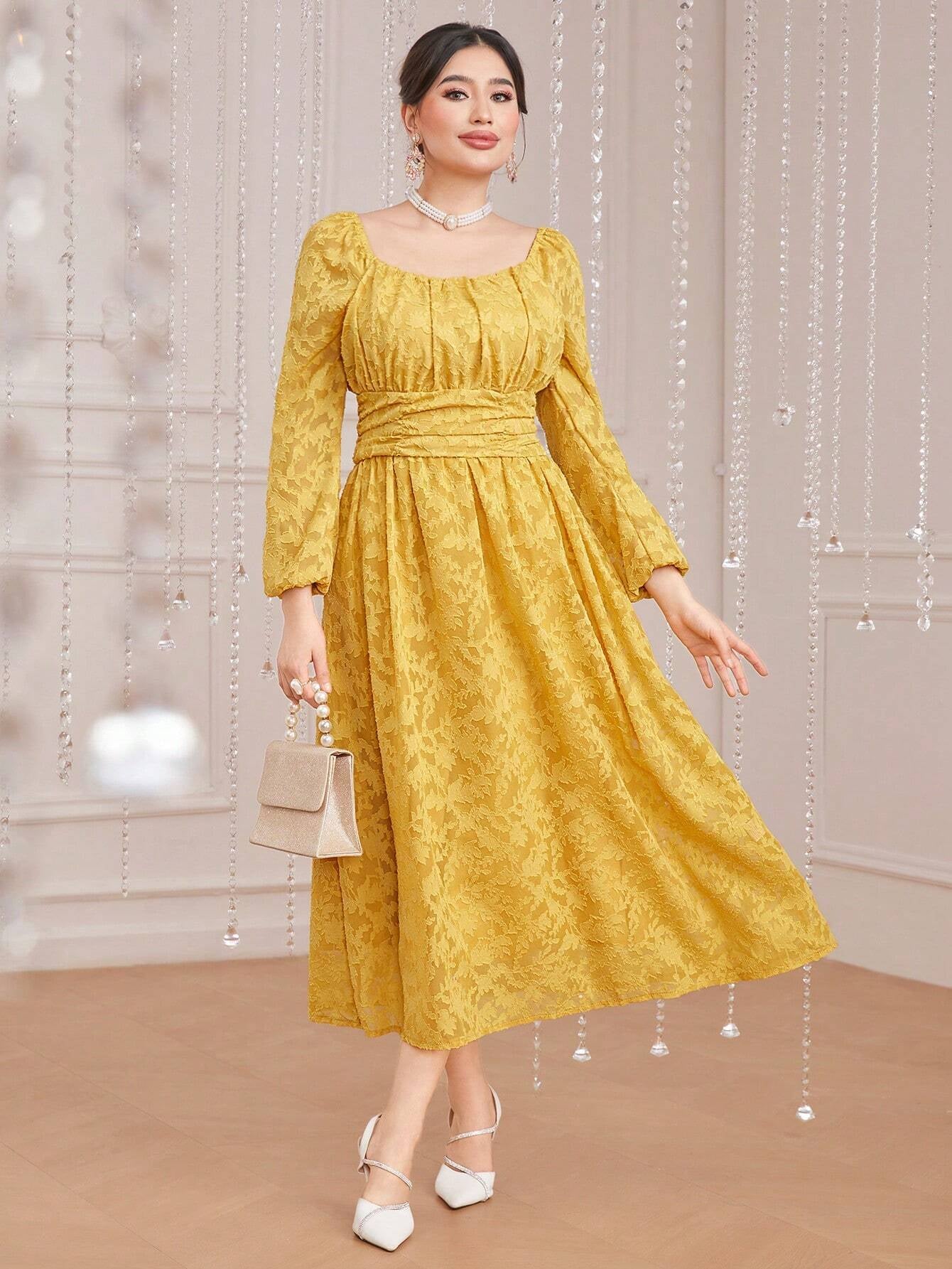 Modely Women'S Solid Color Waist-Cinching Dress