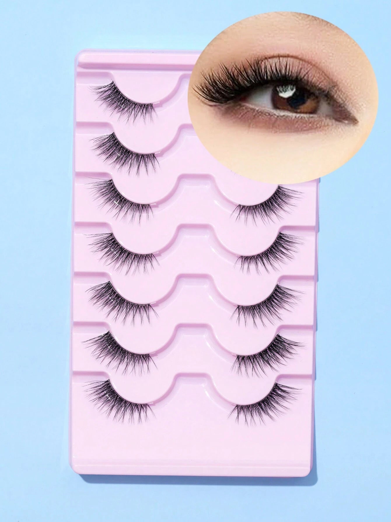 7Pairs/Set Natural Long 3D Crossed Transparent Stem False Eyelashes 5-13Mm