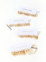 48Pcs/Set Faux Pearl Decor Earrings 48Pcs Multi-Element Metal Earrings Set Women'S Fine Jewelry Birthday Gift