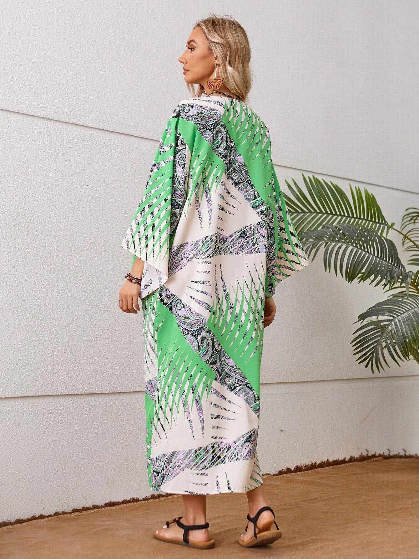 VCAY Full Printed Long Sleeve Dress