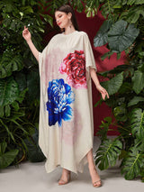 Najma Floral Printed Batwing Sleeve Dress