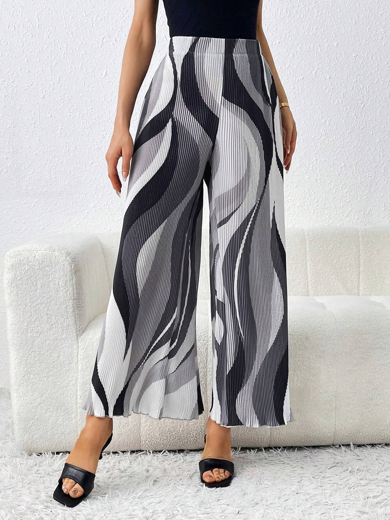 Essnce Women'S Wave Printed Wide Leg Pants