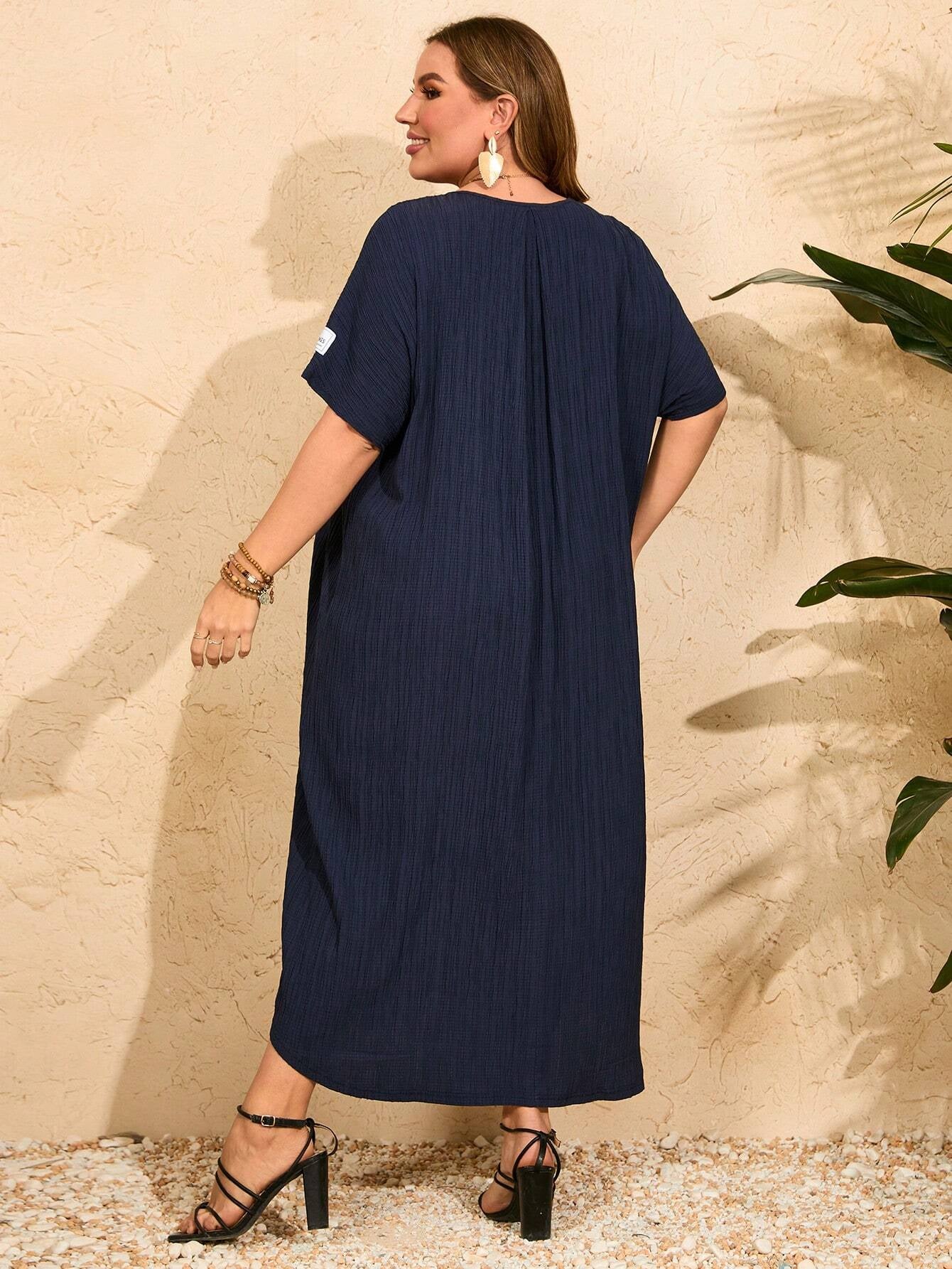 Mulvari plus Size Women'S Loose Textured Dress