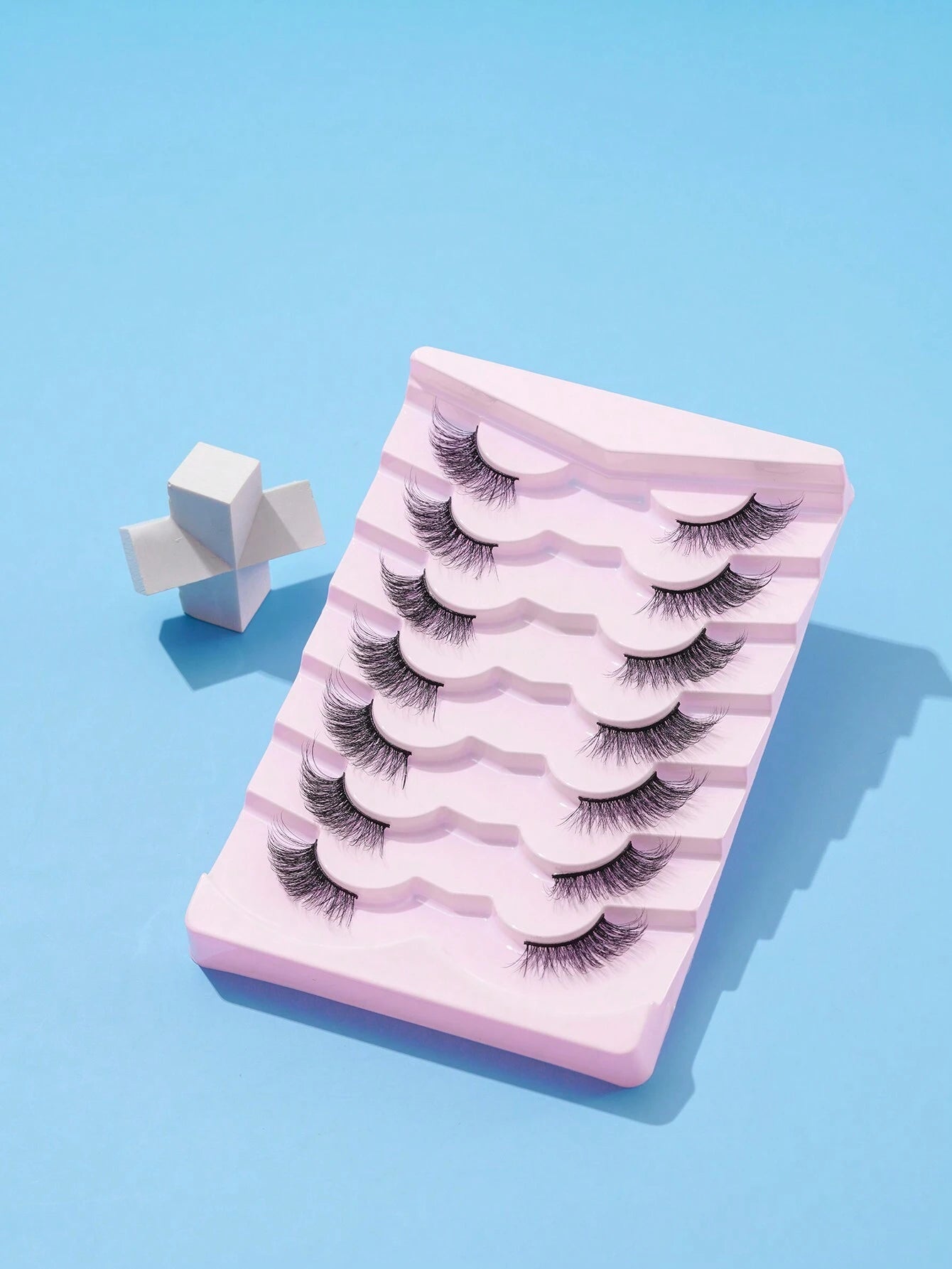 7Pairs/Set Natural Long 3D Crossed Transparent Stem False Eyelashes 5-13Mm