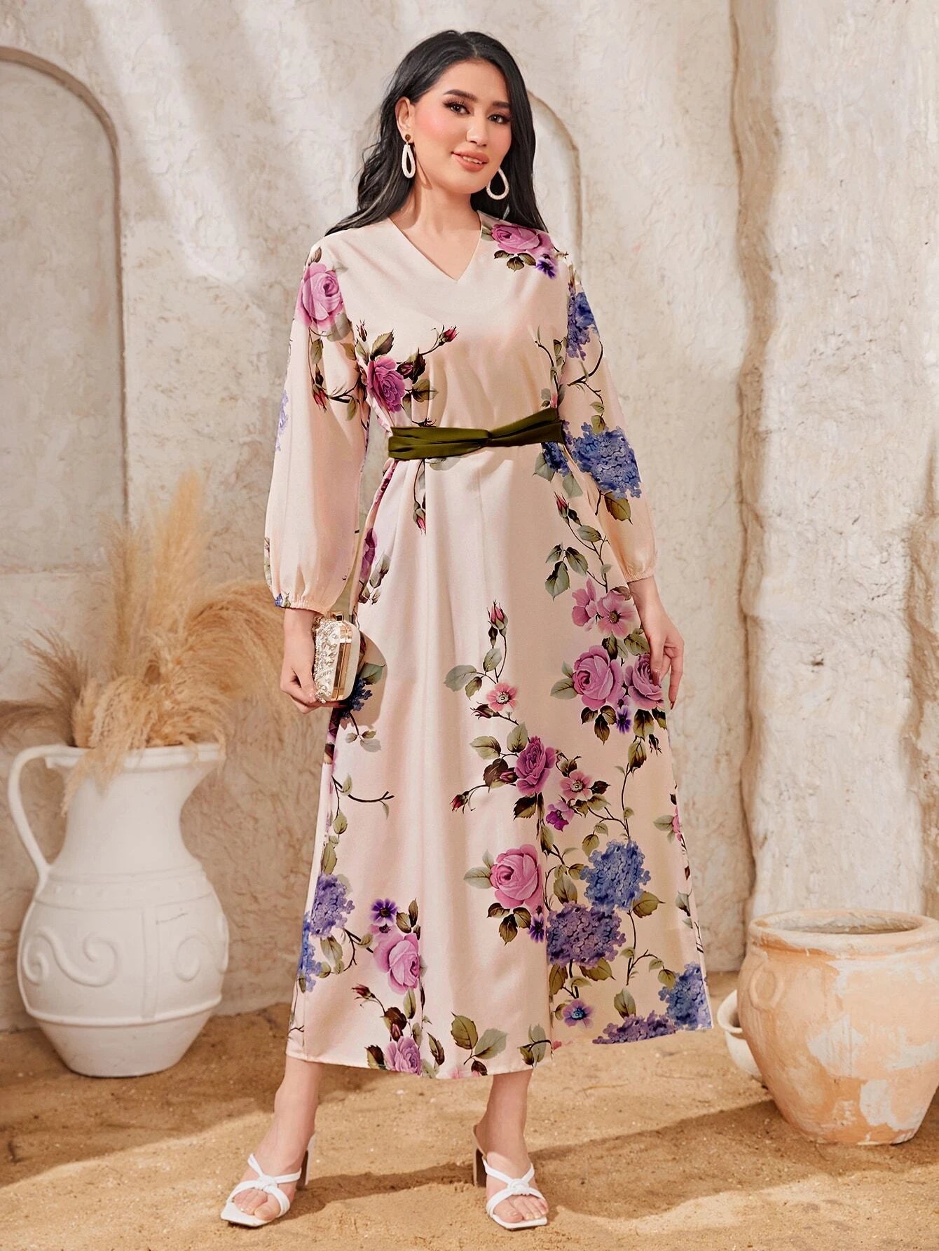 Mulvari Women'S Floral Print Long Dress