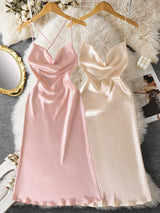 SHEIN Snug Zone طقم فستان نوم قطعتين من الساتان والدانتيل