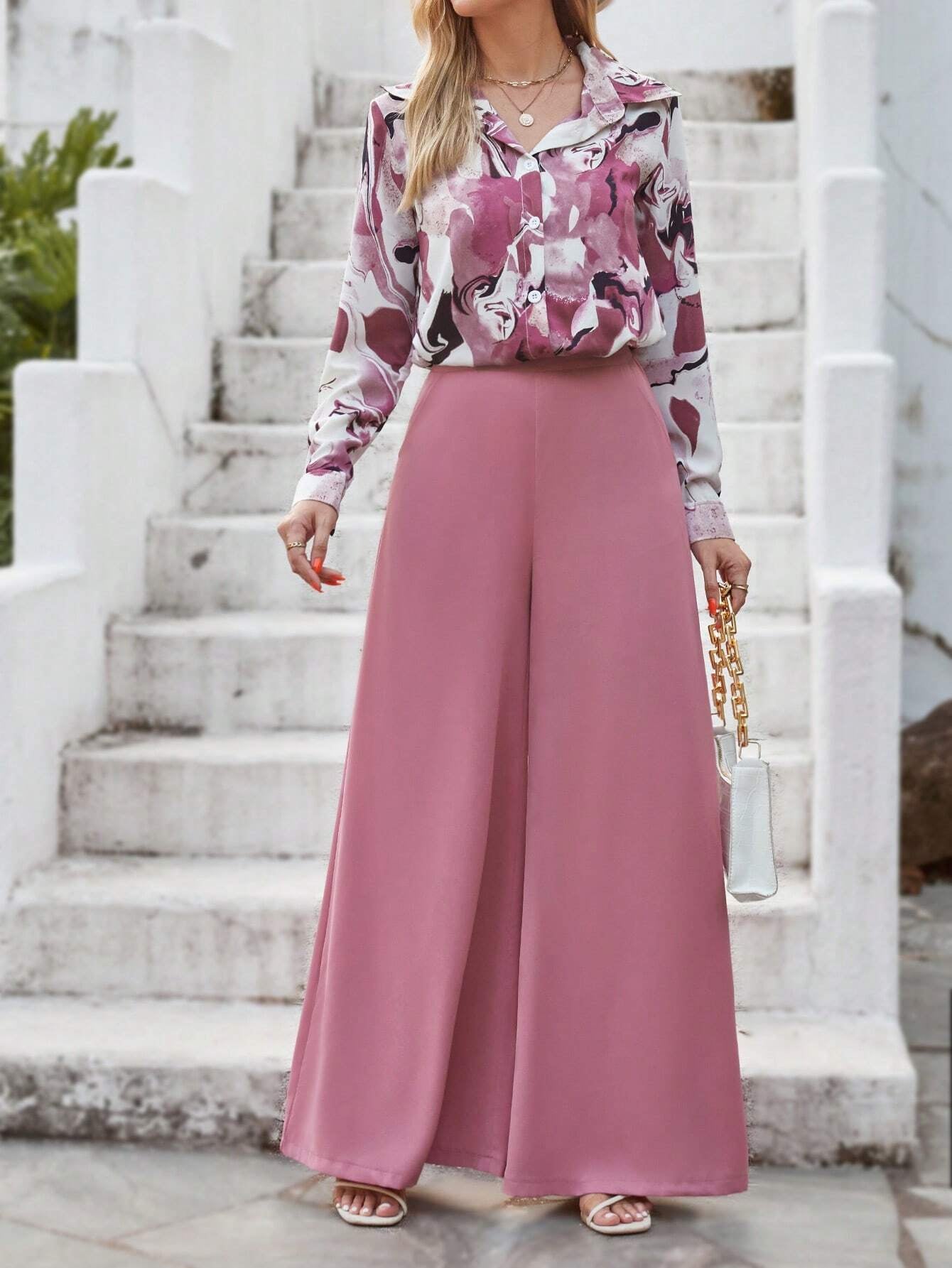 Privé Graphic Print Shirt & Wide Leg Pants