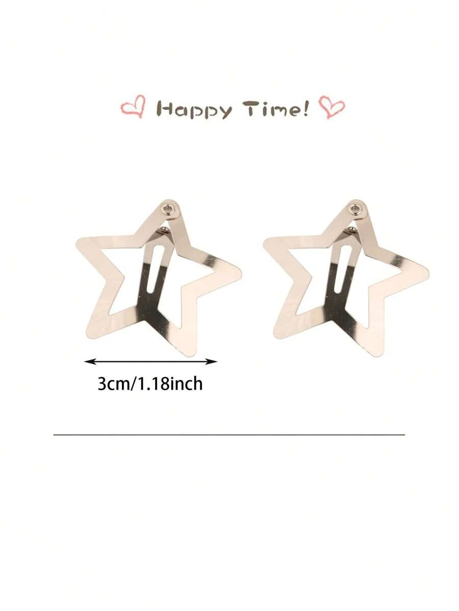 SHEIN مشابك شعر على شكل نجمة فضية لامعة