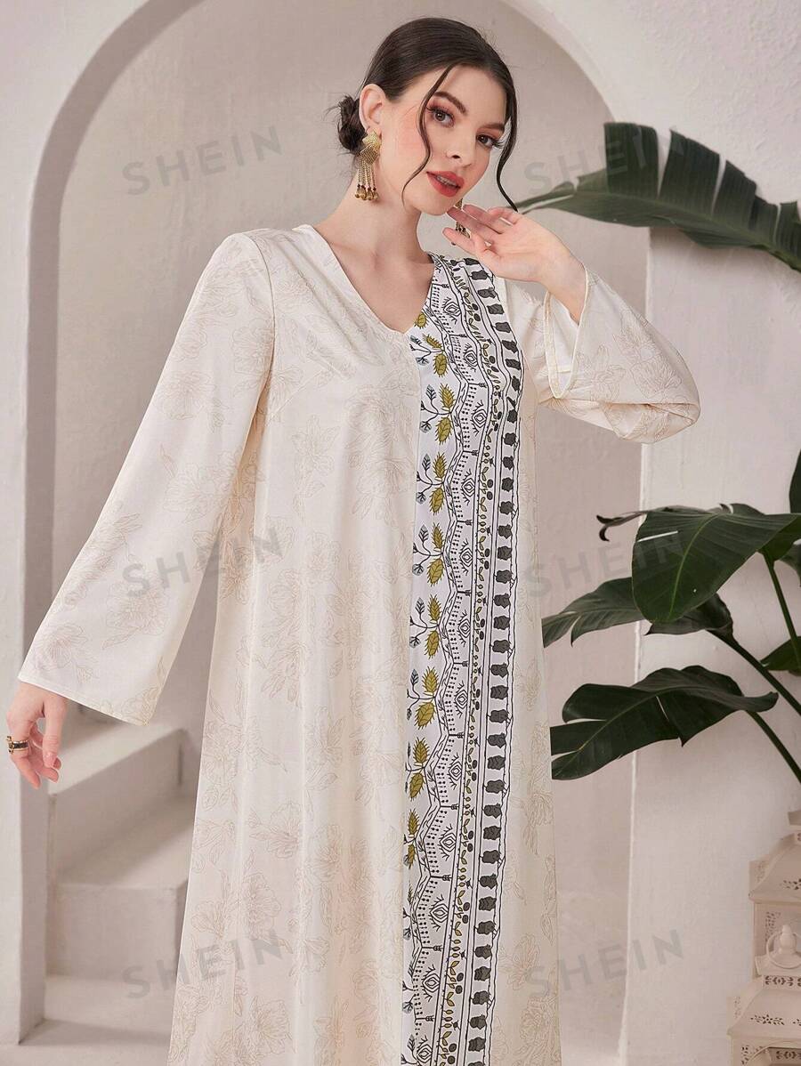 SHEIN Najma فستان مقسّم مطبوع