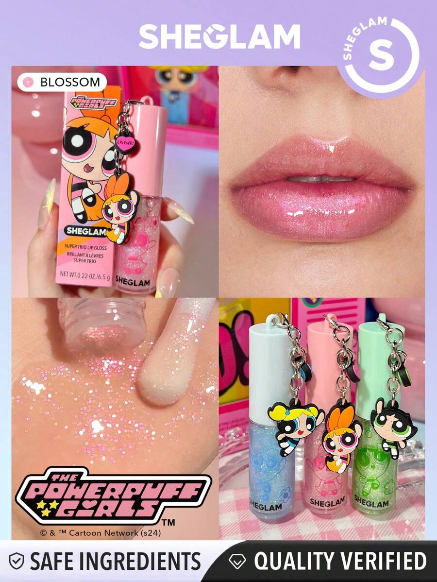 The Powerpuff Girls X SHEGLAM ملمع الشفاه Super Trio-Blossom