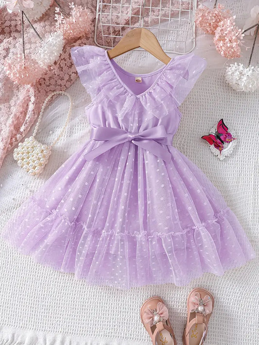 TEMU فستان بنات الأميرة الصغيرة بطبعة النقاط