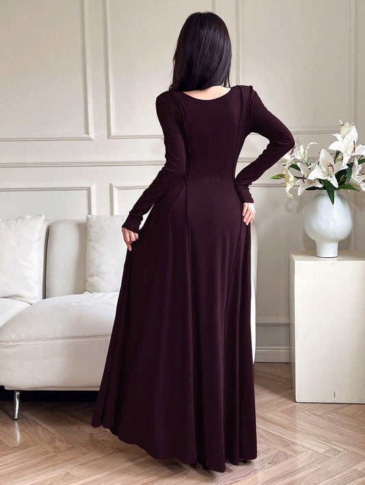 SHEIN Modelyn فستان ارجواني أنيق عند الخصر