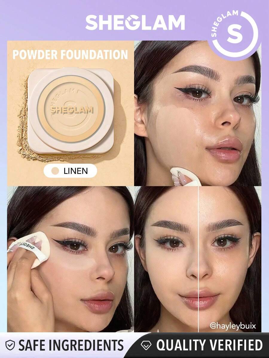 SHEGLAM Skin-Focus بودرة أساس بتغطية عالية - Linen وردي