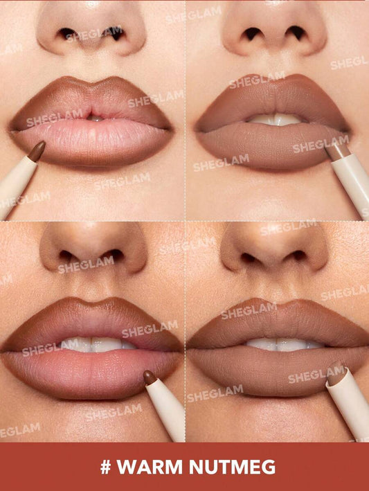 SHEGLAM Warm Nutmeg أحمر شفاه ومحدد شفاه مزدوج الطرف