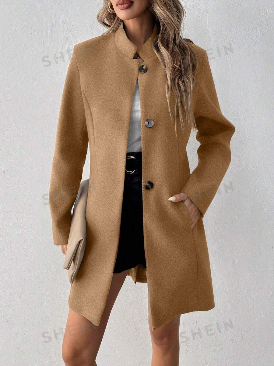 SHEIN LUNE جاكيت نسائية طويلة الأكمام مناسبة مع أزرار