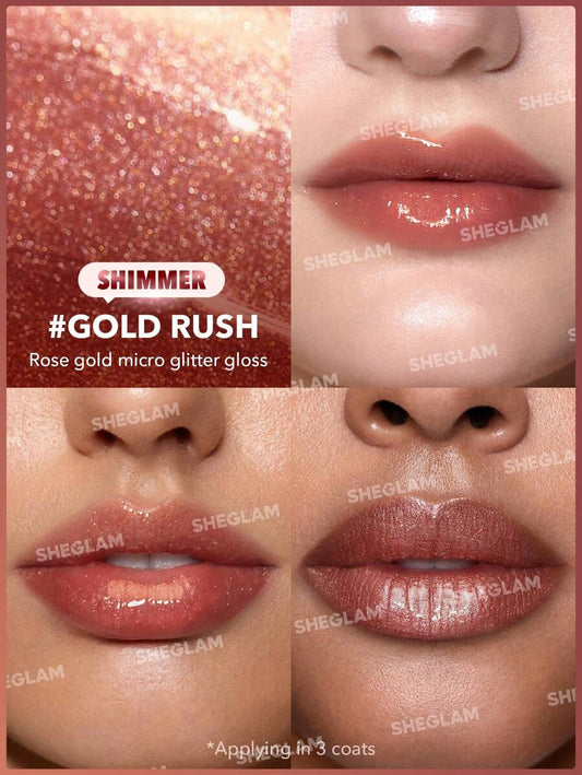 SHEGLAM مرطب الشفاه اللامع المثالي -Gold Rush عيد الميلاد شتاء عيد الشكر مكياج حفلات شاطئ سفر وردي مجموعة Y2K بلاك فرايدي عيد الميلاد