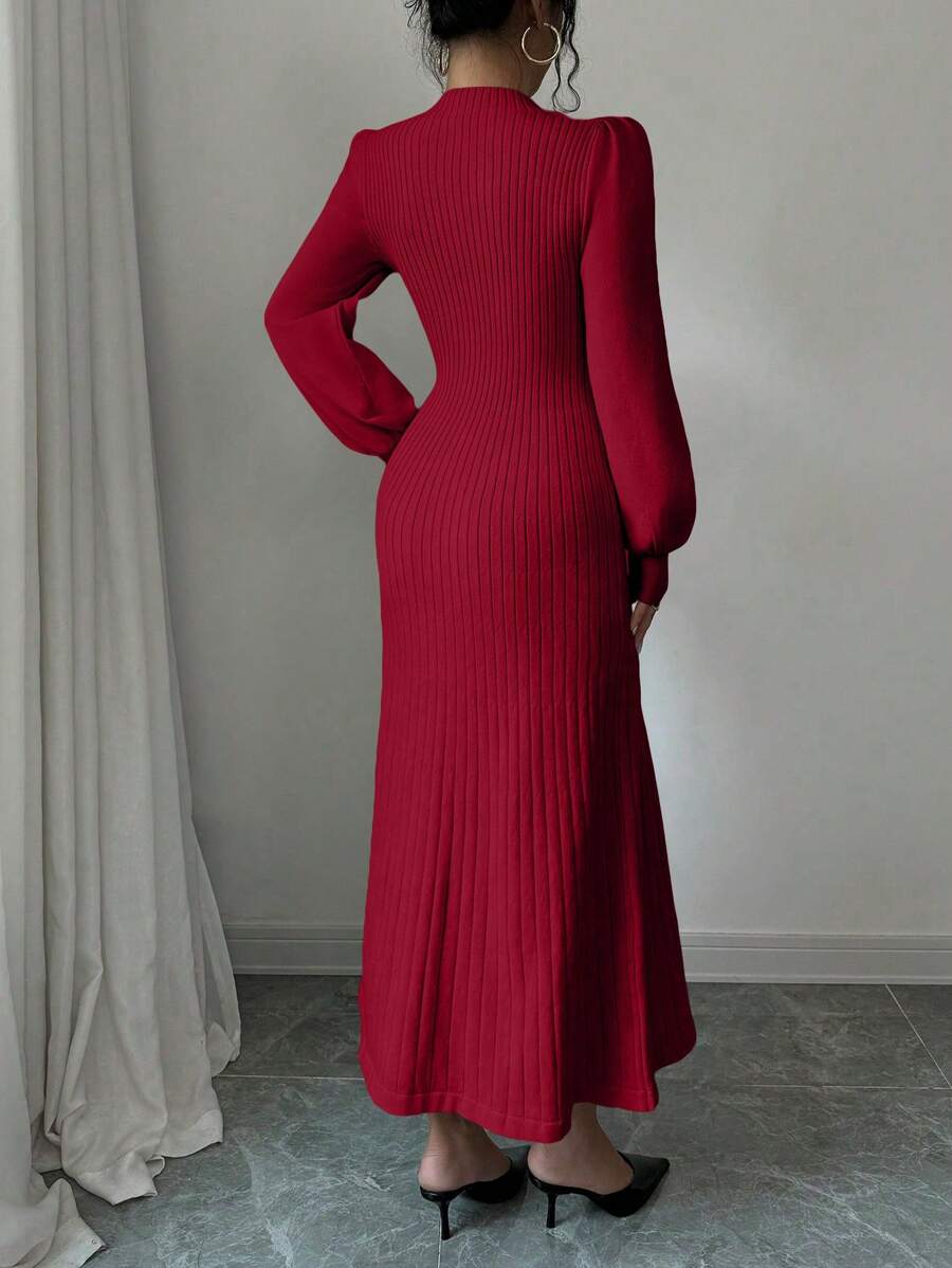 SHEIN Raffinéa فستان كنزة صوفية كاجوال أنيق بأزرار أمامية مخصر الخصر، للخريف والشتاء لملابس السنة الجديدة