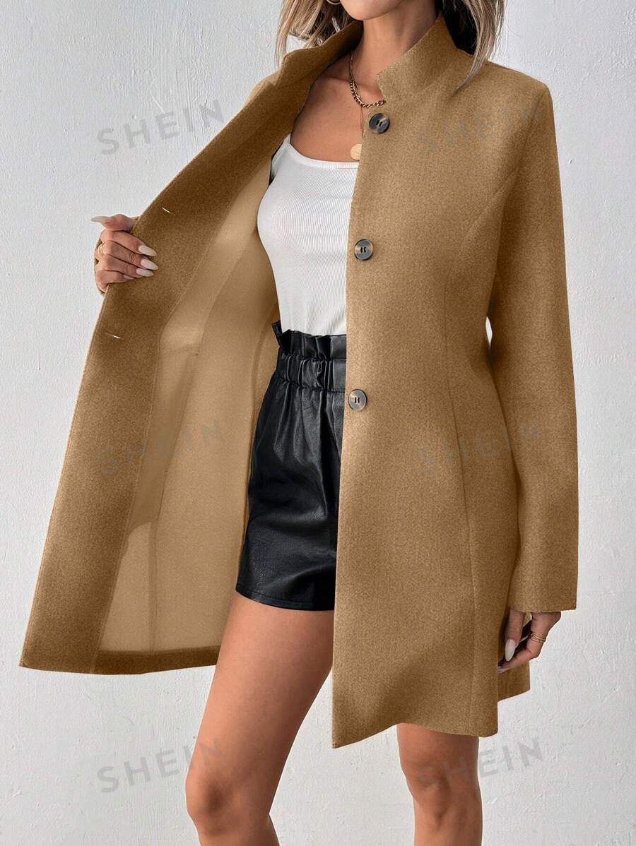SHEIN LUNE جاكيت نسائية طويلة الأكمام مناسبة مع أزرار