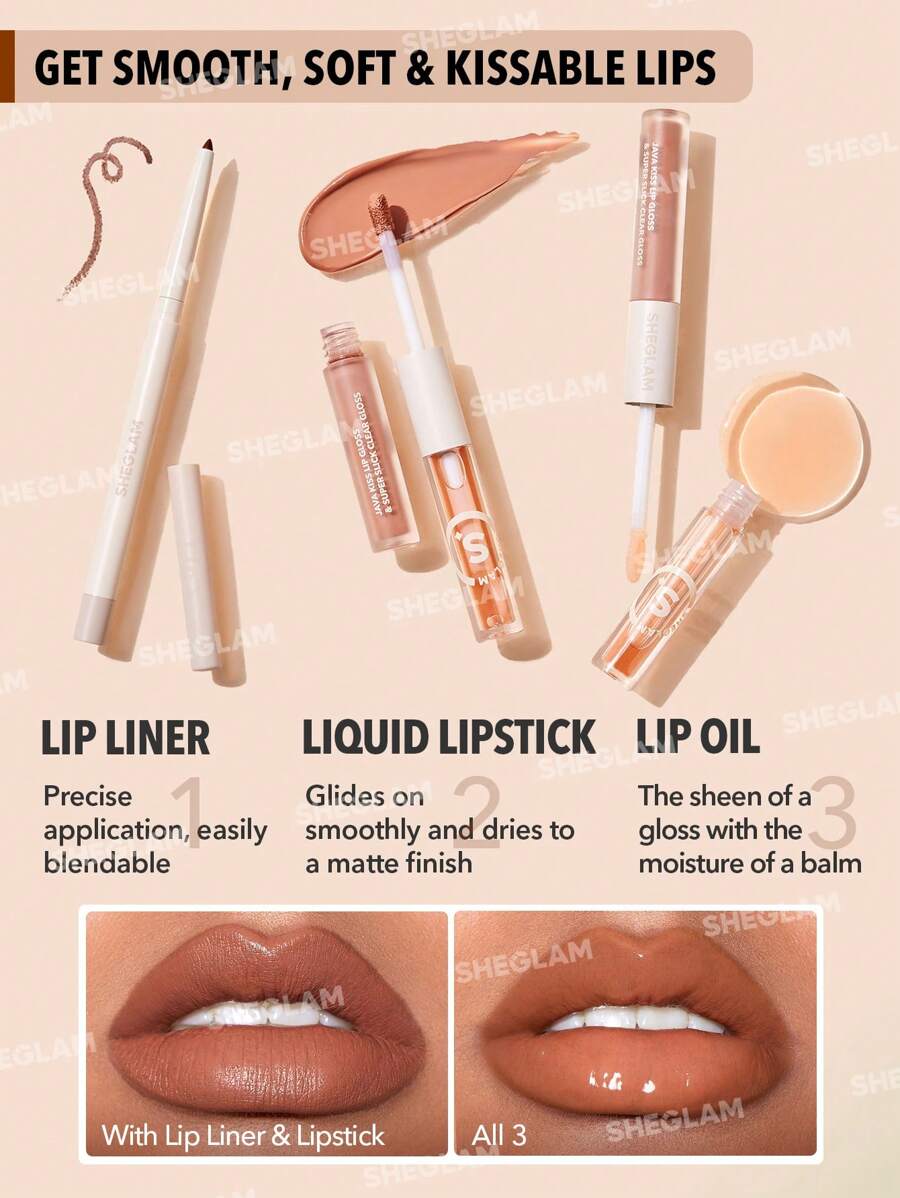 SHEGLAM Soft 90'S Glam طقم محدد شفاه وأحمر شفاه - طقم شفاه Haute Cocoa Lip Set عيد الميلاد شتاء عيد الشكر مكياج حفلات شاطئ سفر وردي مجموعة Y2K بلاك فرايدي
