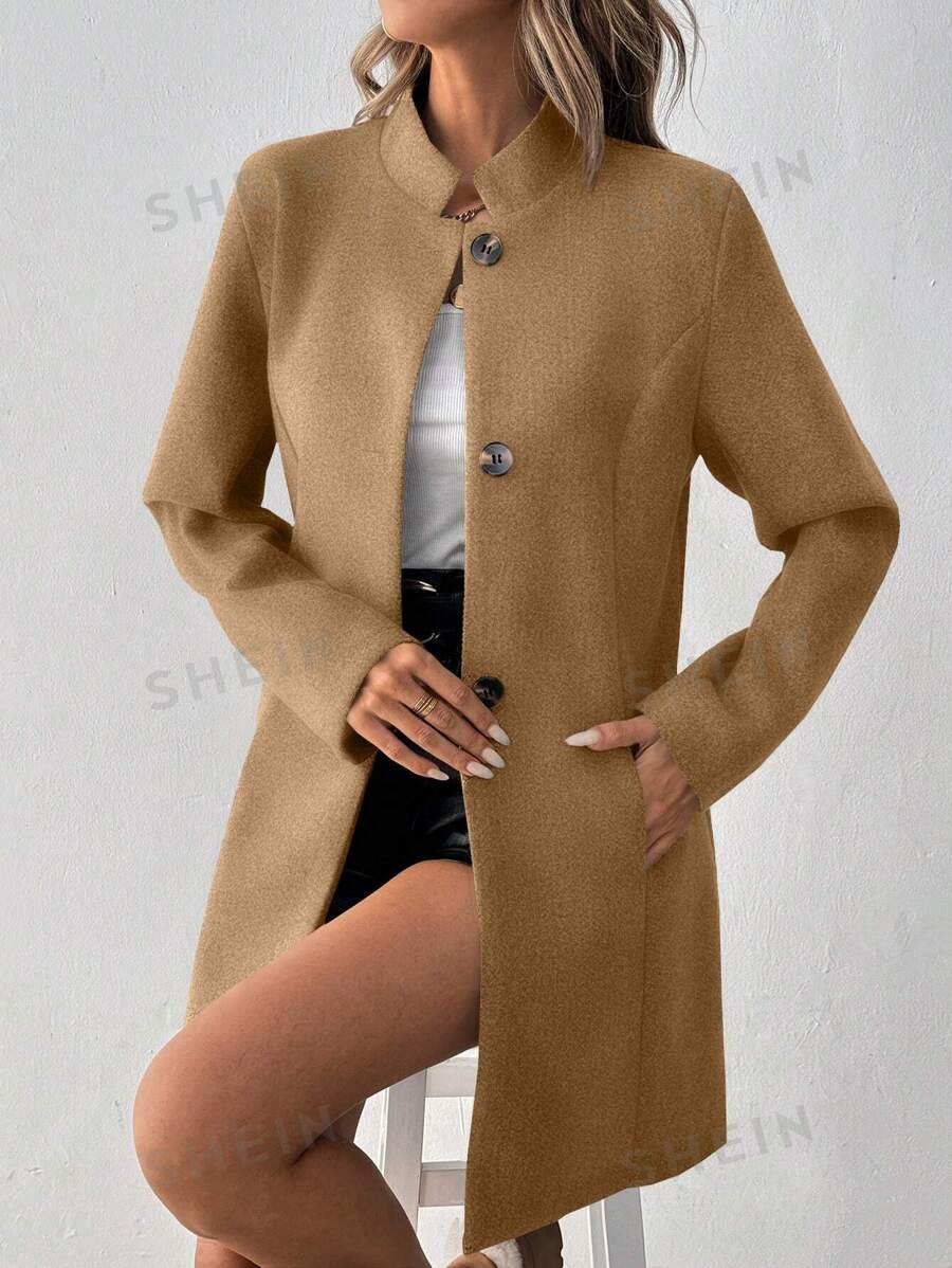 SHEIN LUNE جاكيت نسائية طويلة الأكمام مناسبة مع أزرار