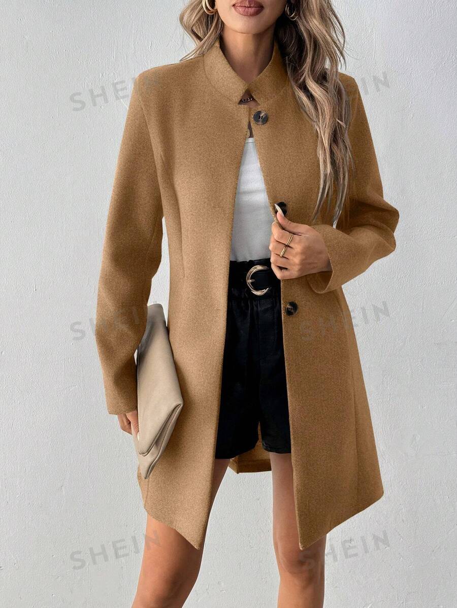 SHEIN LUNE جاكيت نسائية طويلة الأكمام مناسبة مع أزرار