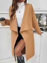 SHEIN LUNE معطف بياقة شلال منخفض الاكتاف بحزام