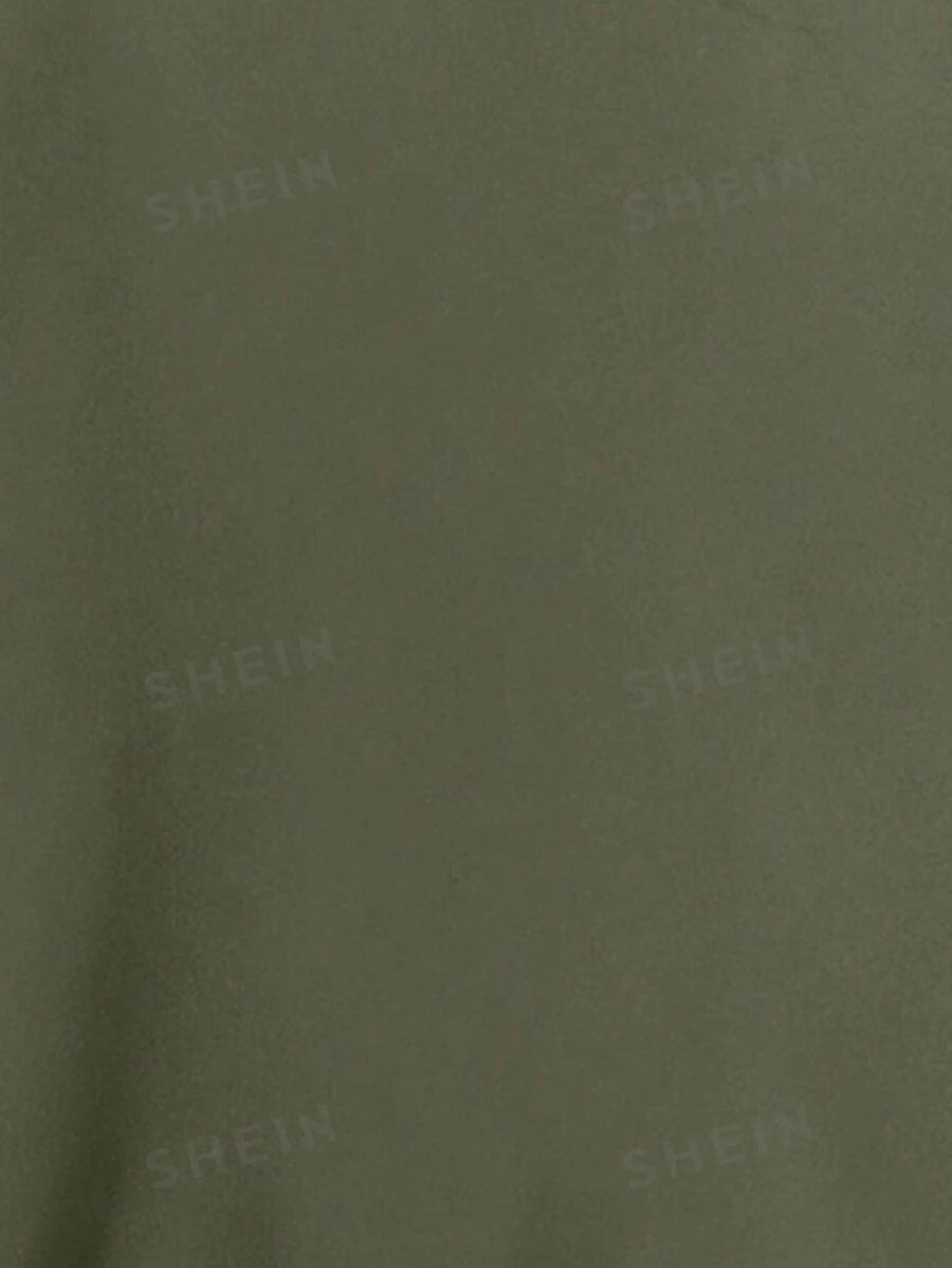 SHEIN LUNE معطف مطر اكمام راجلان صف ازرار مزدوجة حزام