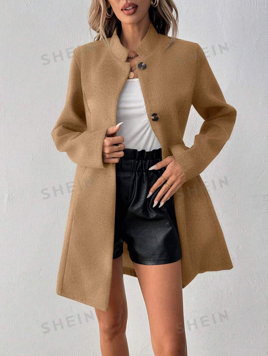 SHEIN LUNE جاكيت نسائية طويلة الأكمام مناسبة مع أزرار
