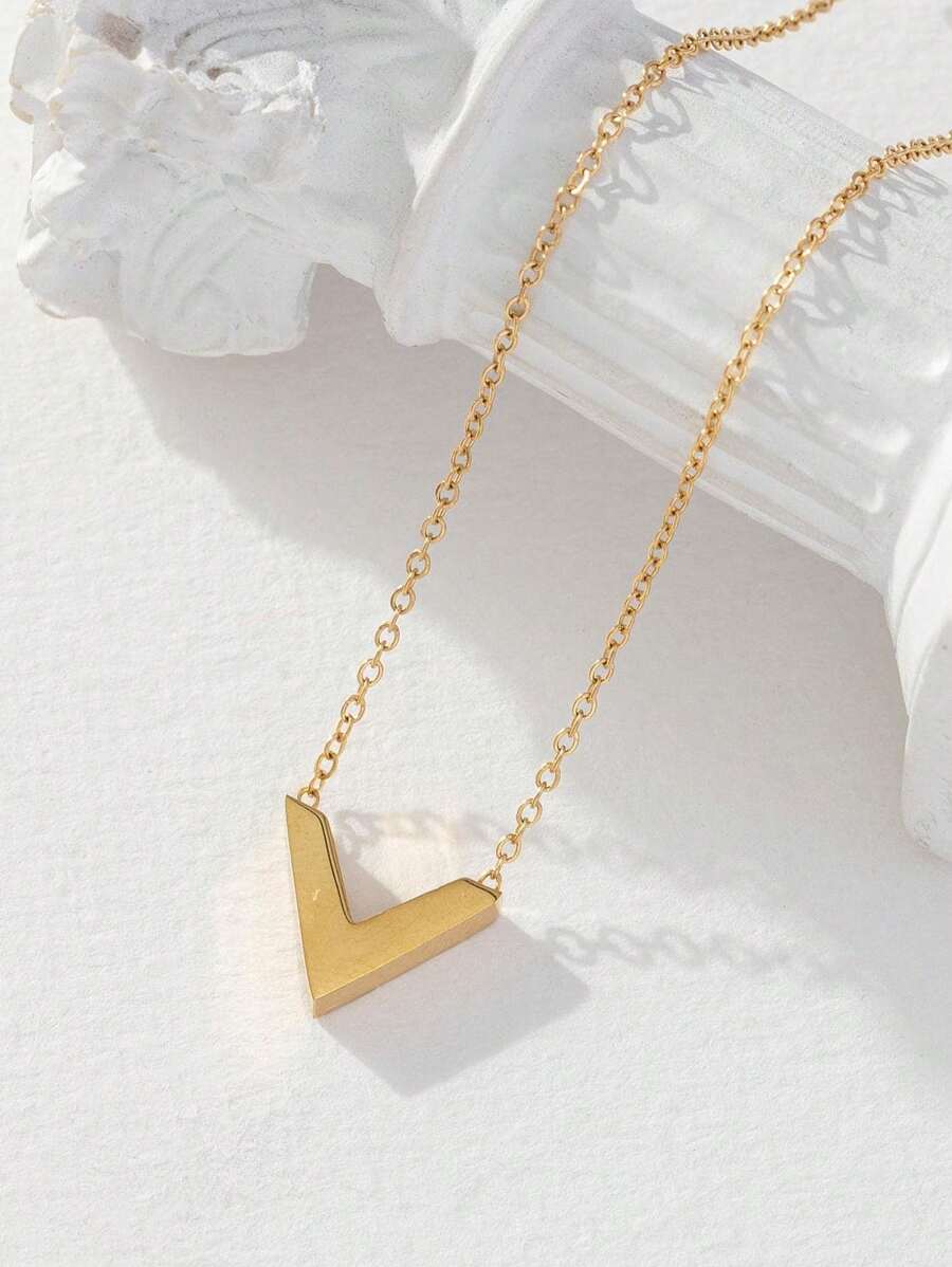 SHEIN V قطعة قلادة كلاسيكية عصرية على شكل حرف