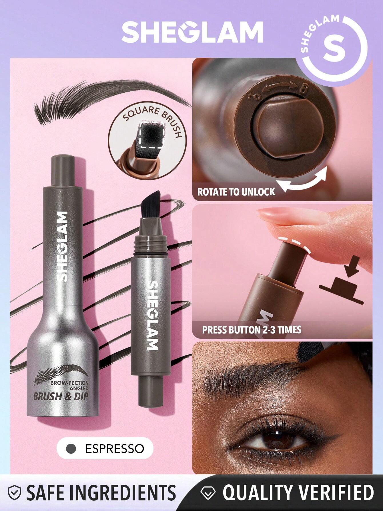 SHEGLAM فرشاة Brow-Fection Angled Brush & Dip-Espresso عيد الميلاد شتاء عيد الشكر مكياج حفلات شاطئ سفر وردي مجموعة Y2K بلاك فرايدي