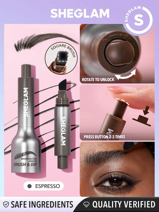 SHEGLAM فرشاة Brow-Fection Angled Brush & Dip-Espresso عيد الميلاد شتاء عيد الشكر مكياج حفلات شاطئ سفر وردي مجموعة Y2K بلاك فرايدي