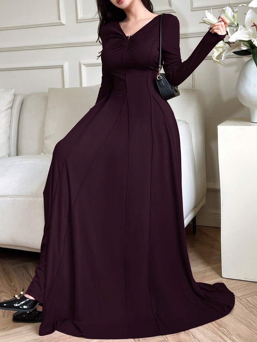 SHEIN Modelyn ثوب ارجواني أنيق عند الخصر