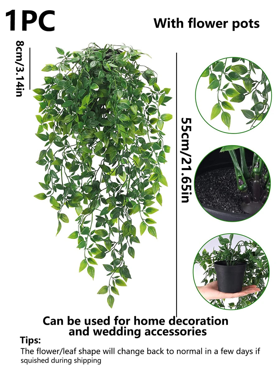 قطعة واحدة (تباع النبتة فقط) زينة نباتات اصطناعية أوراق الجريب فروت للتعليق على الحائط